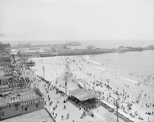 Praia e calçadão, Atlantic City, 1900-10