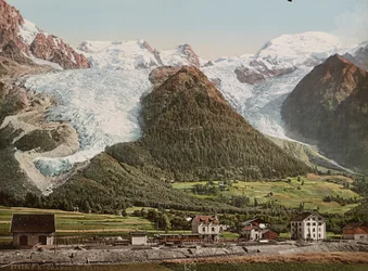 Estação de Chamonix e Glaciar dos Bossons, c.1890-1906 (impressão fotocrómica)