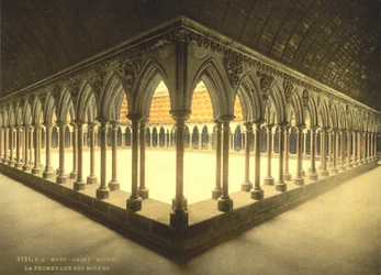 Monks "Promenade, Mont Saint-Michel, França, Impressão fotocromática, c.1900