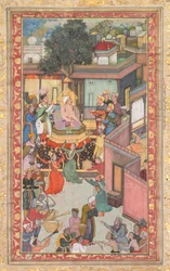 Cerimônia de circuncisão para os filhos de Akbar, pintando 126 de um Akbar-nama Book of Akbar…, c. 1602-3.