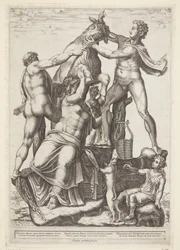 Amphion e Zethos amarram Dirke a um touro selvagem