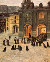 Sexta-feira Santa em Down, Orduna, pintura de Dario de Regoyos