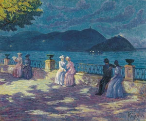 La Concha à noite - Regoyos y Valdes, Dario de (1857-1913) - c. 1906 - Óleo sobre tela - 54x65 - Museo Carmen Thyssen, Málaga