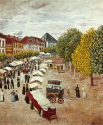 “" A Marcha de Dax nas Landes "" Pintura de Dario de Regoyos y Valdes (1875-1913) Coleção Particular