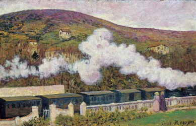 A Passagem do Comboio - Regoyos y Valdes, Dario de (1857-1913) - 1902 - Óleo sobre madeira - 35x55 - Museo Carmen Thyssen, Málaga