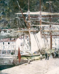 “" Vista do porto de San Sebastián (San Sebastián, San Sebastián) na Espanha "" Pintura de Dario de Regoyos (1875-1913) San Sebastián. Museu Municipal de San Telmo