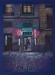 Bar Arganzuela, 2025 (acrílico e lápis sobre tela)