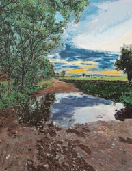 Charco cerca de la Balzada de Bejar, 2025 (acrílico e lápis sobre tela)