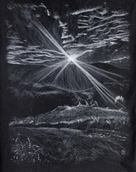 Backlighting mountains road, 2024 (acrílico sobre tecido)