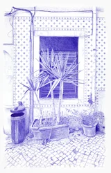Esquina azul em Lisboa, 2024 (tinta sobre tela)