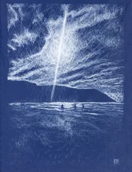 Praia de Cueva nas Astúrias, 2024 (acrílico sobre tecido)