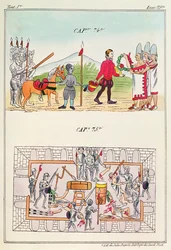 Cap 74 e Cap 75, ilustrações de "História das Índias da Nova Espanha e ilhas de terra firme", com placas de Jules Desportes, México, 1867-1880