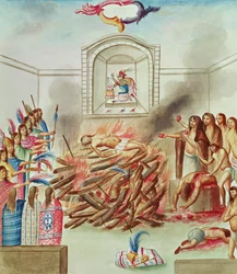 Tome 3 fol.132, um sacrifício humano, do "Teatro de la Nueva Espana", final do século XVIII