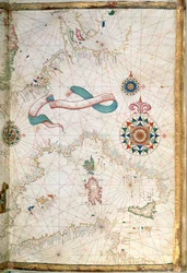 Córsega, Sardenha e Sicília, detalhe de um atlas mundial, 1565