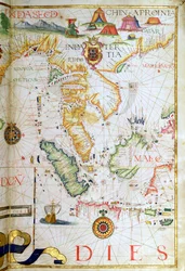 Continente Sudeste Asiático, detalhe de um atlas mundial, 1565