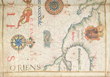 México e América Central, detalhe de um atlas mundial, 1565