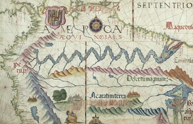 Norte da América do Sul, detalhe de um atlas mundial, 1565