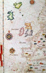 As Ilhas Britânicas, a Ibéria e o noroeste da África, detalhe de um atlas mundial, 1565