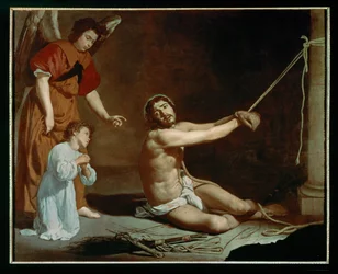 Cristo amarrado ao pelourinho, contemplado pela alma cristã (pintura sobre tela)