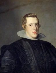 Retrato no pé de Filipe IV (1605 - 1665). Detalhe. Pintura de Diego Rodriguez de Silva y Velasquez (1599-1660)
