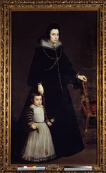 Retrato de Antonia de Ipenarrieta com seu filho Luis. Pintura de Diego Rodriguez de Silva y Velasquez (1599-1660)