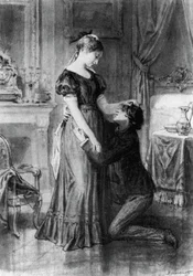 Ilustração para Confissão da Criança do Século, romance de Alfred de Musset (1810-1857), gravura após desenho de Diogene Ulyssee Napoleon Maillart (1840-1926)