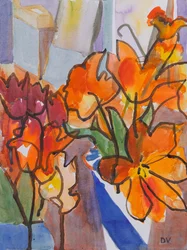 Tulipas (aguarela e tinta)