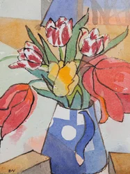 Tulipas (aguarela e tinta)