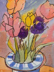 Tulipas (aguarela e tinta)