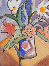 Tulipas (aguarela e tinta)
