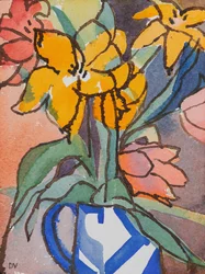 Tulipas (aguarela e tinta)