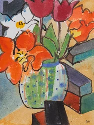 Tulipas (aguarela e tinta)