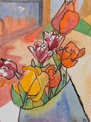 Tulipas (aguarela e tinta)