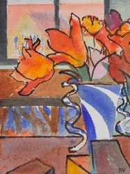 Tulipas (aguarela e tinta)