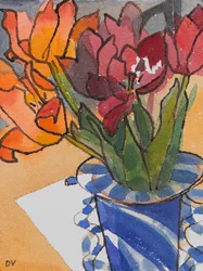Tulipas (aguarela e tinta)