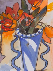 Tulipas (aguarela e tinta)
