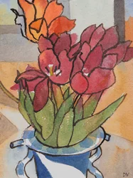 Tulipas (aguarela e tinta)