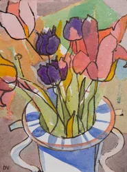Tulipas (aguarela e tinta)