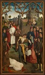Otto III do Sacro Império Romano (Otto III, 980-1002) - A Justiça de Otto III: Decapitação do Conde Inocente - Bouts, Dirk (1410/20-1475) - 1471-1475