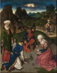 Políptico da Última Ceia: ""a colheita do maná"" Pintura de Dirk Bouts (1410/20-1475) 1464-1468 Louvain, Igreja de Saint Pierre