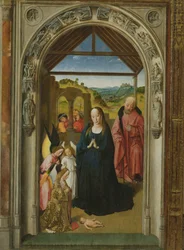 A Natividade, c.1445 óleo no detalhe do painel de 36895