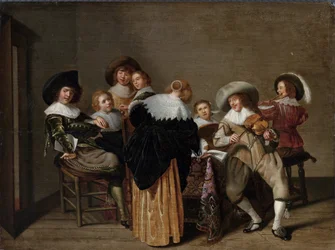 A Musical Party - peinture de Dirck Hals (1591-1656) - Oil on wood - 37x50 - Galeria Nacional, Praga