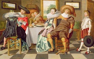 Figuras Elegantes Festejando em uma Mesa