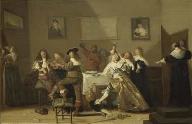 Cena de taverne - Tavern Scene, de Hals, Dirck (1591-1656). Óleo sobre madeira