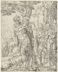 Achior amarrado a uma árvore
Judith e Holofernes (título da série)