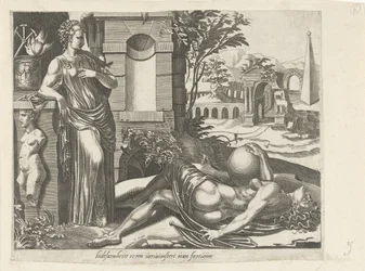 A Fortuna não favorece aqueles que adormecem; a paciência como o Victor da Fortuna
A paciência supera a fortuna
Liidsaemheiit es a verwinstert of fortunne (título sobre o objecto)
Provérbios sobre a Fortuna (título da série)
