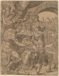 O filho pródigo desperdiçando sua herança em prostitutas