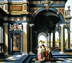 Figuras elegantes em uma loggia, 1635