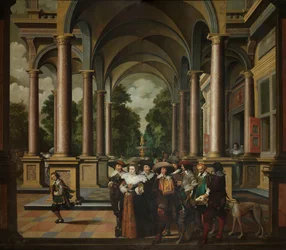 Galeria de um Palácio com Arquitectura Ornamental e Colunas
Uma Sequência Decorativa de Sete Partes: Uma Galeria