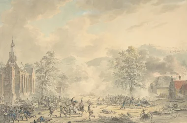 Cena de Batalha com Igreja à esquerda, ca. 1790-1800.